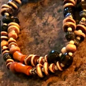 Long Safari Style Beaded Necklace